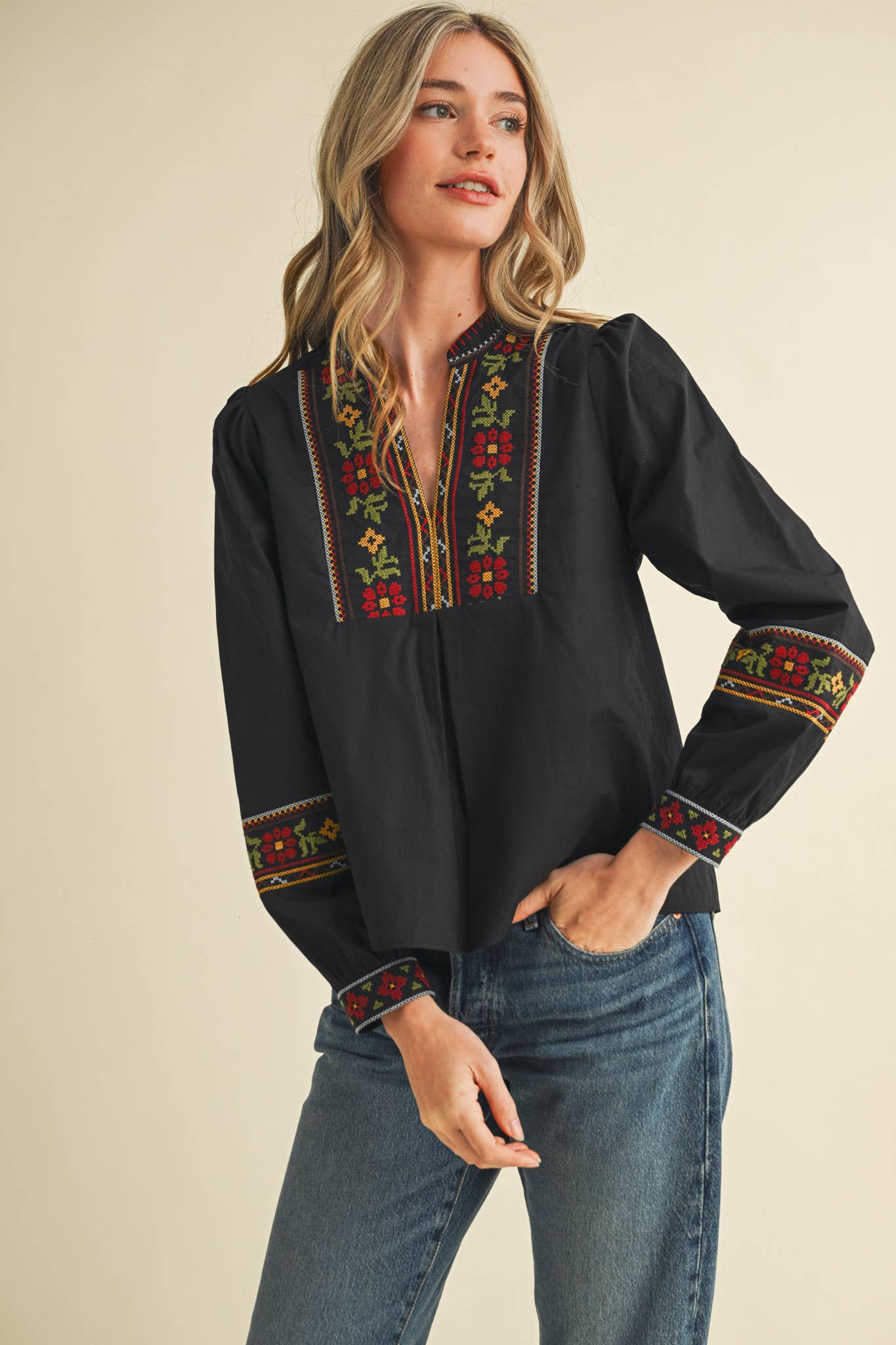 Cross Stitch Embroidered blouse