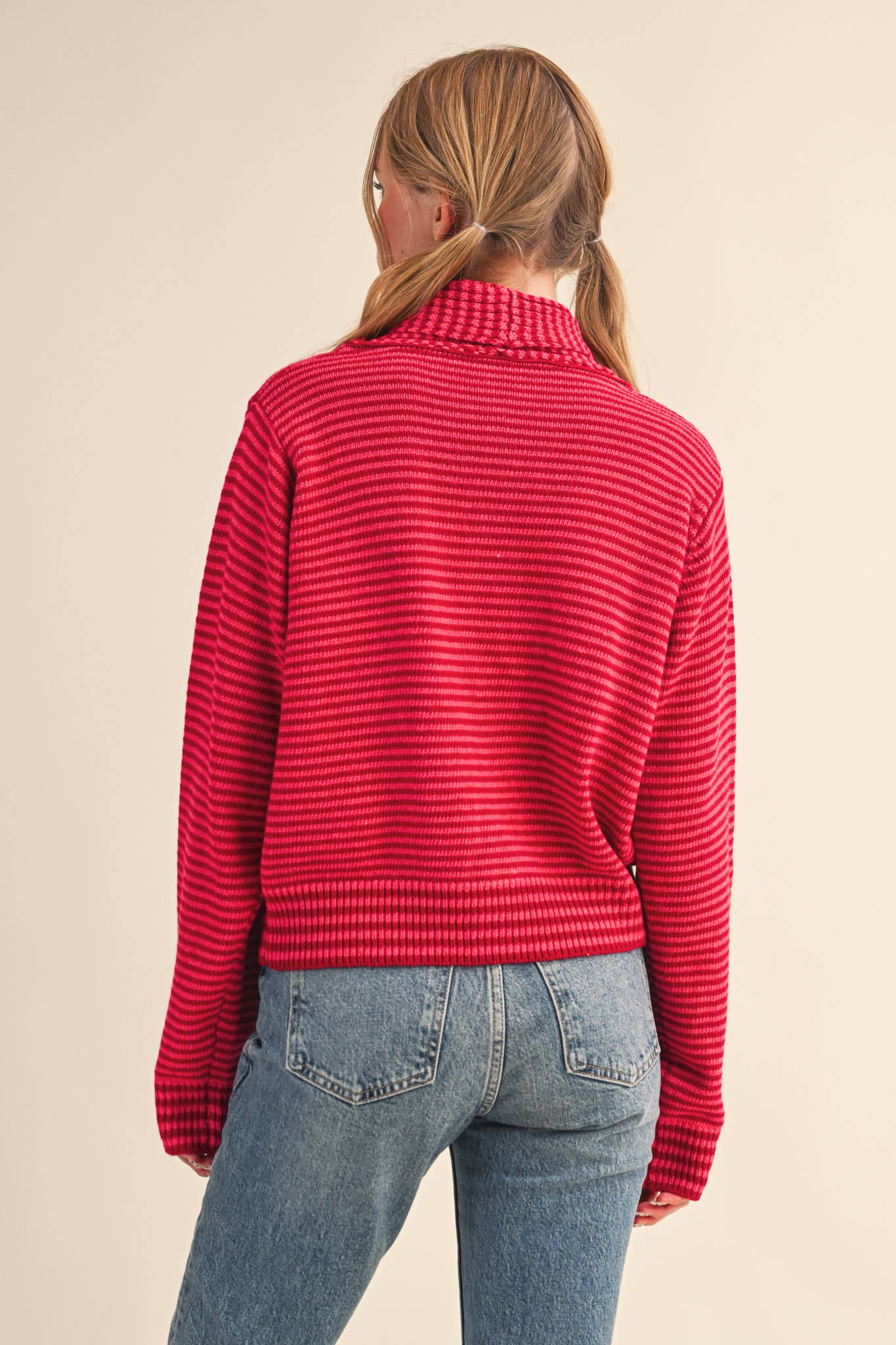 Striped Tie Neck Cardigan